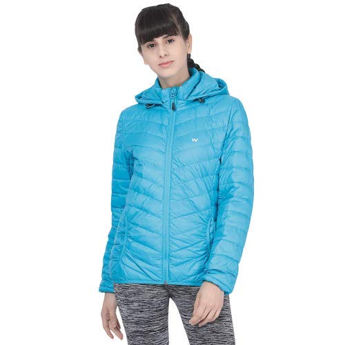 WILDCRAFT WOMEN HOODED DOWN JACKET -SKY BLUE-XL