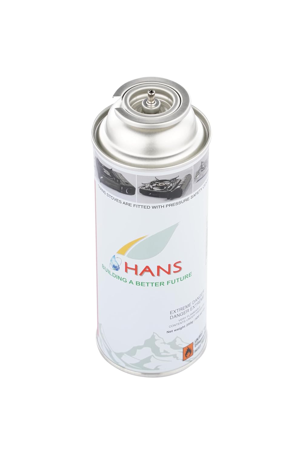 HANS BUTANE GAS CARTRIDGE 250GM PIN STYLE