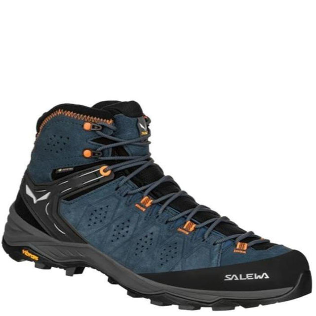 SALEWA MS ALP TRAINER 2 MID GTX SHOES(UK 9)-D.DENIM/FLU ORANGE - Stepin Adventure