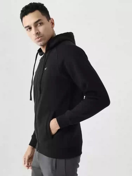 WILDCRAFT SWEATSHIRT ZIP MEN-SOLID BLACK-S - Stepin Adventure