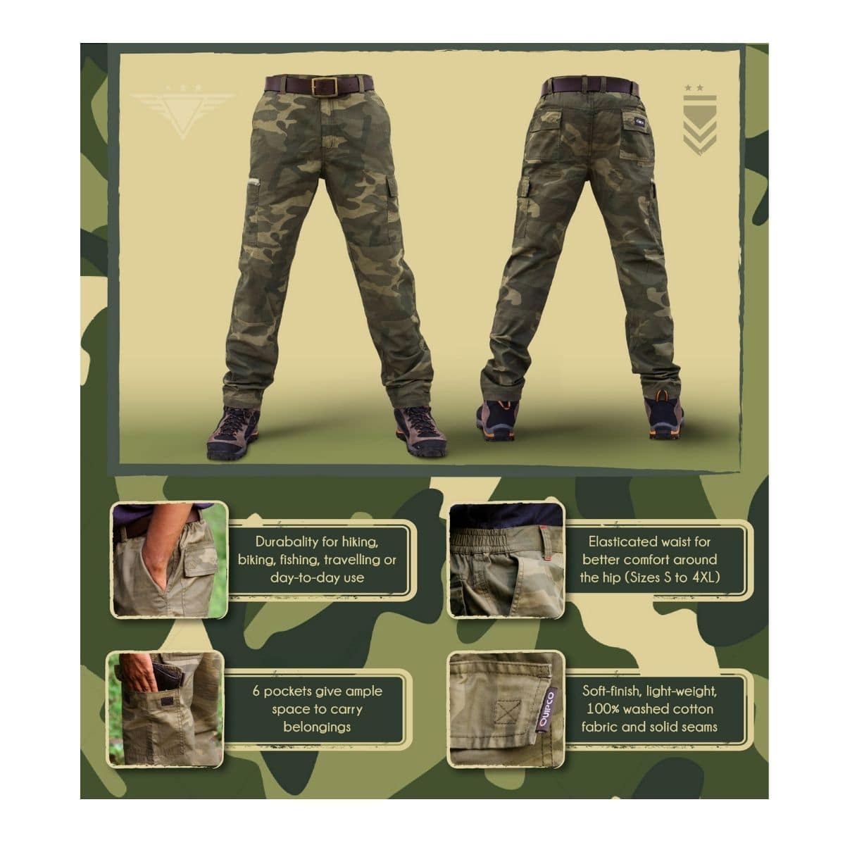 QUIPCO RANGER TREK PANT-CAMOUFLAGE-4XL